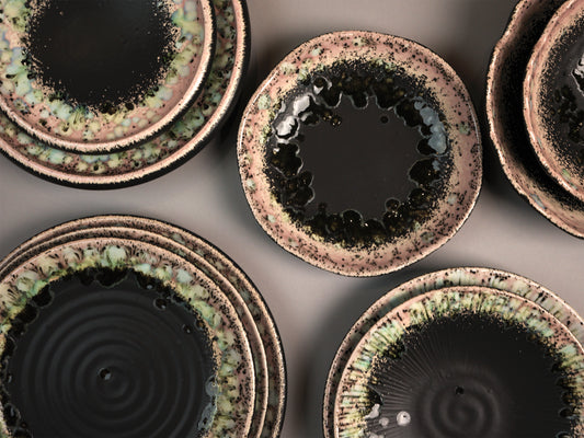 BLACK GLAZE/MATTE CERAMIC BOWL / PLATE SET