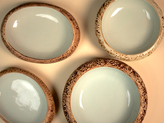 IVORY GLAZE/MATTE CERAMIC DEEP PLATE