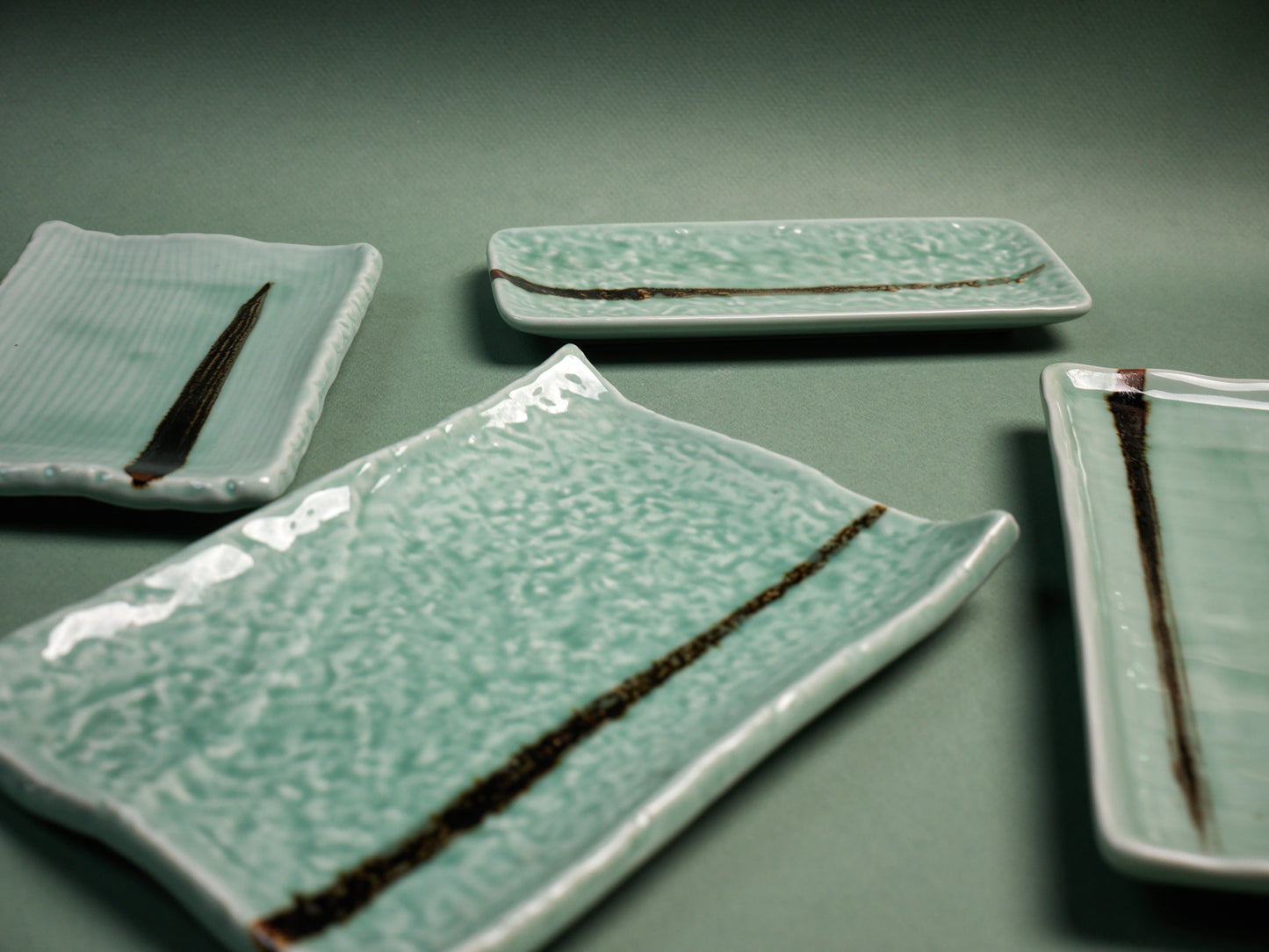 AQUA GLAZE CERAMIC TRAY SET