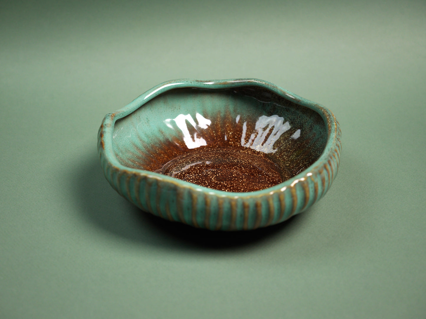 AQUA REACTIVE GLAZE CERAMIC BOWL