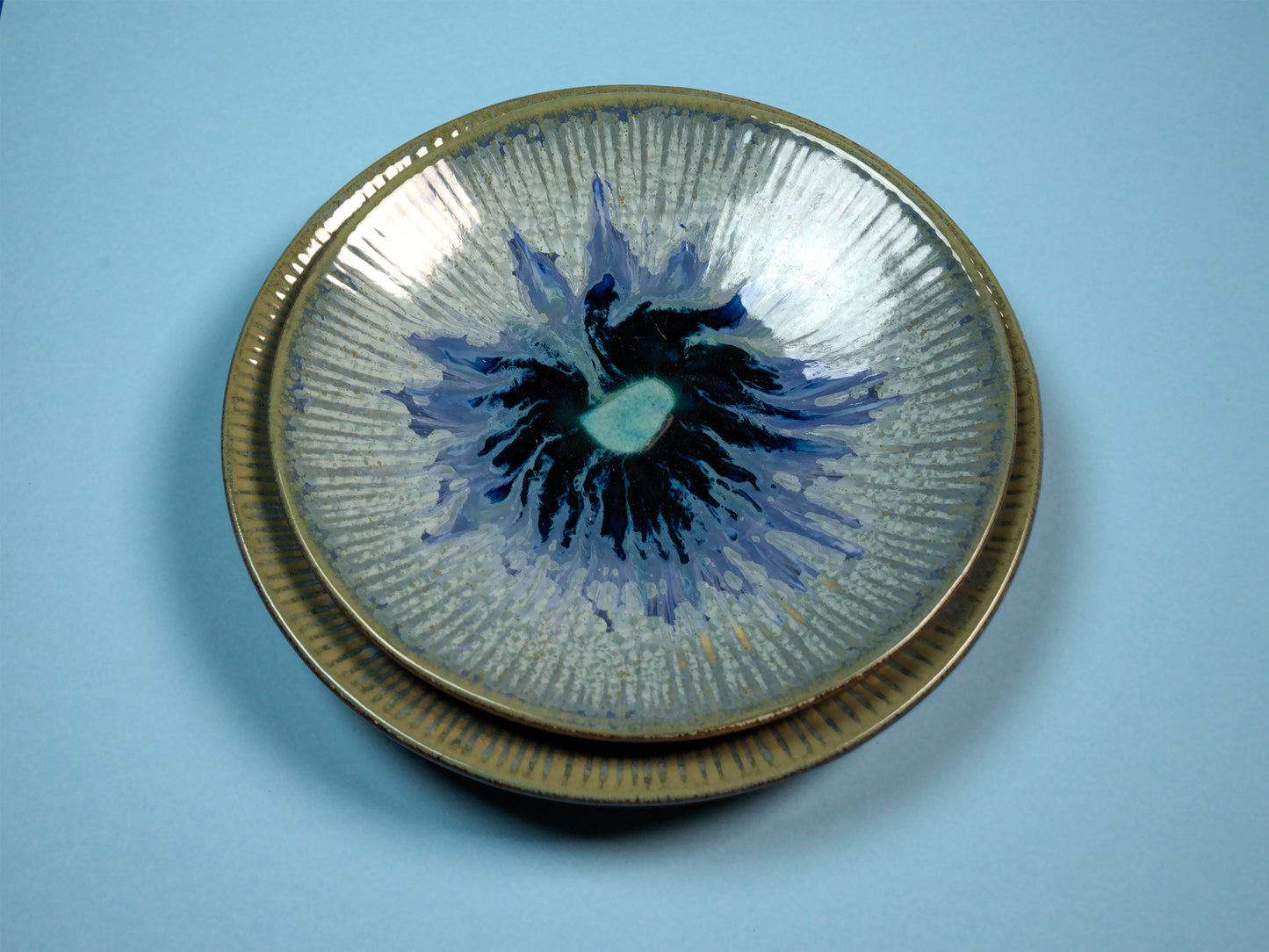 AZURE REACTIVE GLAZE CERAMIC PLATE SET